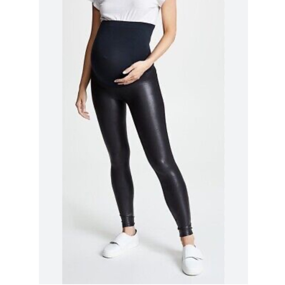 M20 Spanx Mama‎ Maternity Faux Leather High Waisted Leggings - Picture 3 of 10
